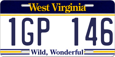WV license plate 1GP146
