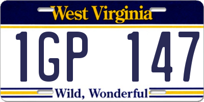 WV license plate 1GP147
