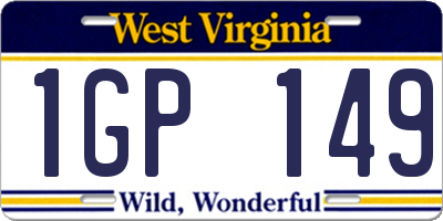 WV license plate 1GP149