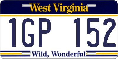 WV license plate 1GP152