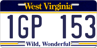 WV license plate 1GP153