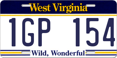 WV license plate 1GP154