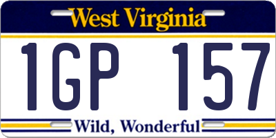 WV license plate 1GP157