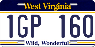 WV license plate 1GP160