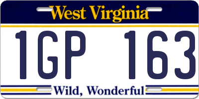 WV license plate 1GP163