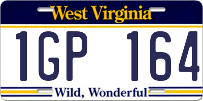 WV license plate 1GP164