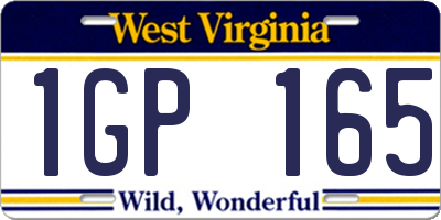WV license plate 1GP165
