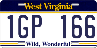WV license plate 1GP166