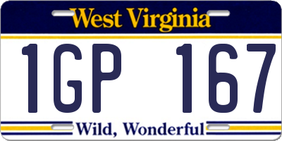 WV license plate 1GP167