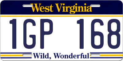 WV license plate 1GP168