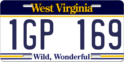 WV license plate 1GP169