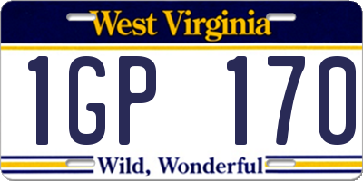 WV license plate 1GP170