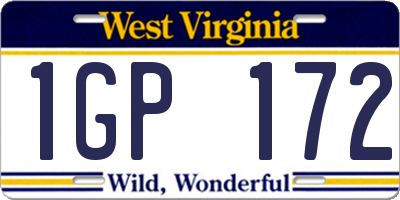 WV license plate 1GP172