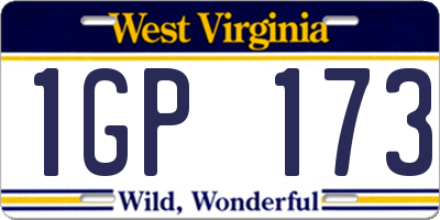 WV license plate 1GP173
