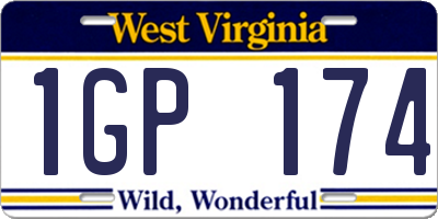 WV license plate 1GP174