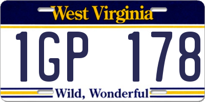 WV license plate 1GP178