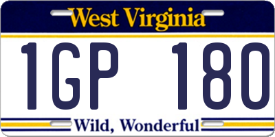 WV license plate 1GP180