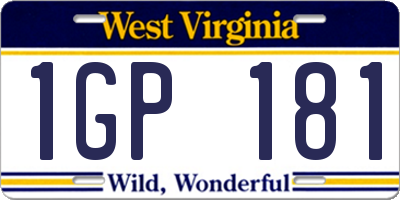 WV license plate 1GP181