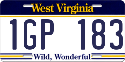 WV license plate 1GP183
