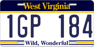 WV license plate 1GP184