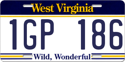 WV license plate 1GP186