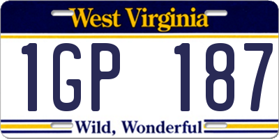 WV license plate 1GP187