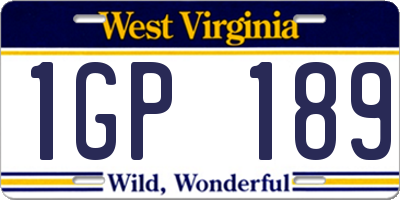 WV license plate 1GP189