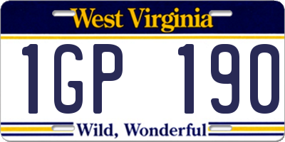 WV license plate 1GP190