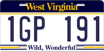 WV license plate 1GP191