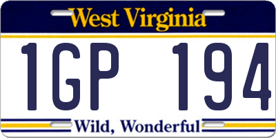 WV license plate 1GP194