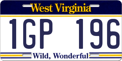WV license plate 1GP196
