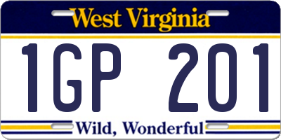 WV license plate 1GP201