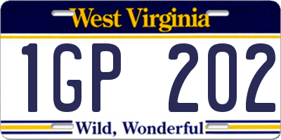 WV license plate 1GP202