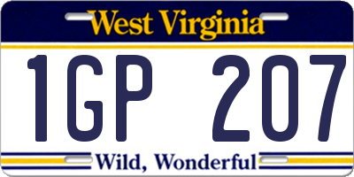 WV license plate 1GP207