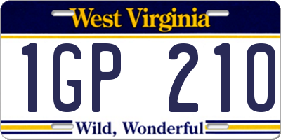 WV license plate 1GP210
