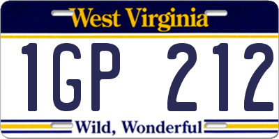 WV license plate 1GP212