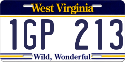 WV license plate 1GP213