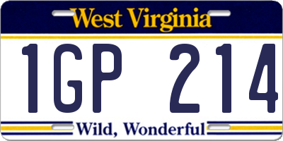WV license plate 1GP214