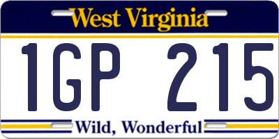 WV license plate 1GP215