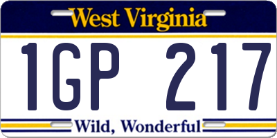 WV license plate 1GP217