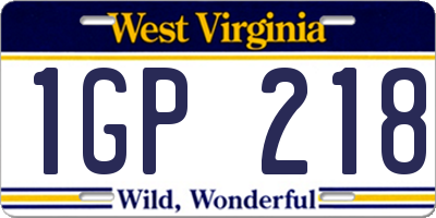 WV license plate 1GP218