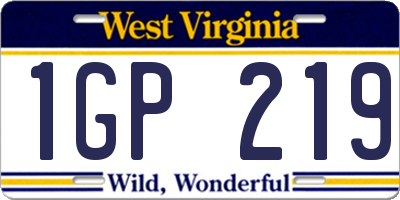 WV license plate 1GP219