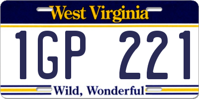 WV license plate 1GP221