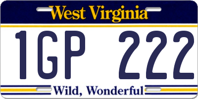 WV license plate 1GP222