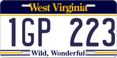 WV license plate 1GP223