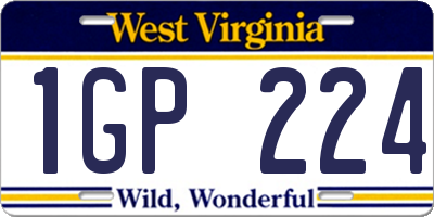 WV license plate 1GP224