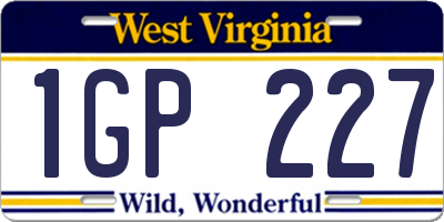 WV license plate 1GP227