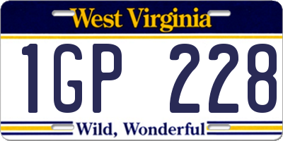 WV license plate 1GP228