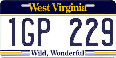WV license plate 1GP229