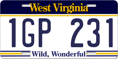 WV license plate 1GP231